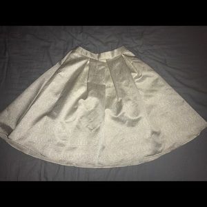 White shiny midi skirt